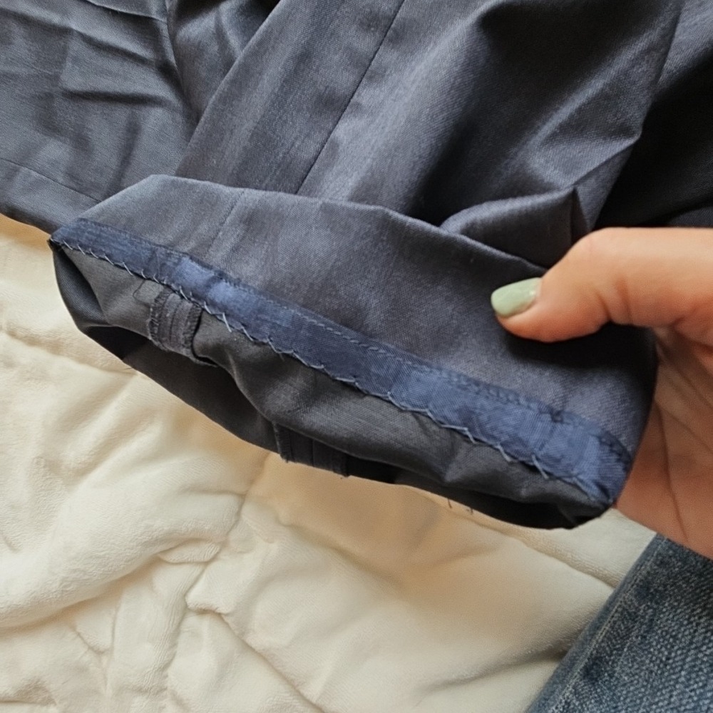 Classiques Entier Navy Blue Wool Silk Blend Wide Leg Dress Pants Trousers 10 - Picture 12 of 12